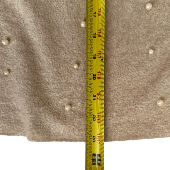 Zara Trafaluc Oatmeal Beige Pearl Beaded Oversized Sweater Size S - Picture 10 of 11